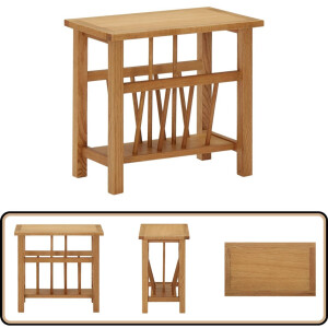 vidaXL Bijzettafel - Massief Eikenhout - 45x27x42 cm Tijdschriftentafel - Bijzettafel - Houten Tafel - Landelijke Stijl - Eikenhouten Tafel
