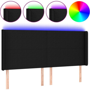 vidaXL - Hoofdbord - LED - 183x16x118/128 - cm - stof - zwart