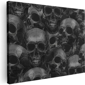 Artaza Canvas Schilderij Schedel Patroon - 40x30 cm - Klein - Muurdecoratie Skull Decoratie - Wanddecoratie Woonkamer - Schilderijen Op Canvas Gothic