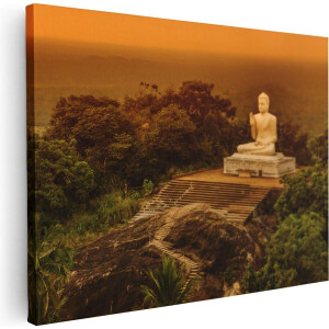 Artaza Canvas Schilderij Boeddha Beeld Bij Een Tempel In Het Bos - 80x60 - Foto Op Canvas - Canvas Print