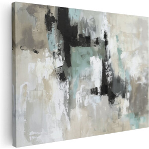 Artaza Canvas Schilderij Abstract Kunstwerk met Zwarte, Witte en Grijze Kleuren - 40x30 - Klein - Foto Op Canvas - Canvas Print