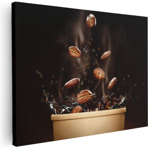 Artaza Canvas Schilderij Koffie Beker Met Koffiebonen Erin - 80x60 - Foto Op Canvas - Canvas Print
