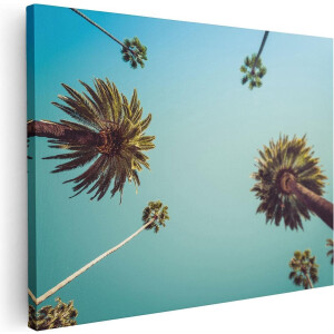 Artaza Canvas Schilderij Palmbomen met Bladeren in de Lucht - 80x60 - Foto Op Canvas - Canvas Print