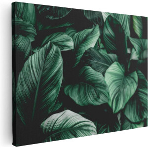 Artaza Canvas Schilderij Tropische Groene Bladeren - 80x60 - Foto Op Canvas - Canvas Print