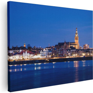 Artaza Canvas Schilderij Nijmegen Skyline met de Waal Rivier - 40x30 - Klein - Foto Op Canvas - Canvas Print