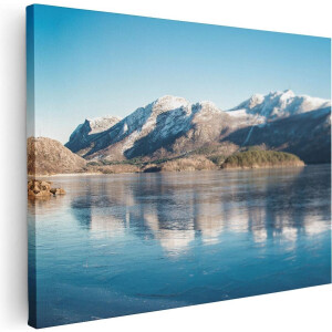 Artaza Canvas Schilderij Meer Bij Het Bergen Landschap In Noorwegen - 80x60 - Foto Op Canvas - Canvas Print