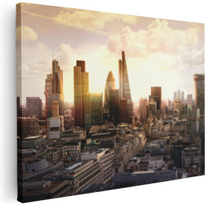 Artaza Canvas Schilderij Londen bij Zonsondergang in een Moderne Wijk - 80x60 - Foto Op Canvas - Canvas Print