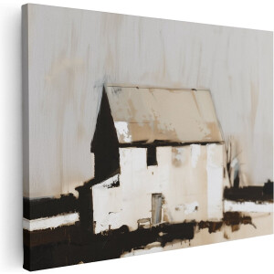 Artaza Canvas Schilderij Kunstwerk van een Wit Huis Midden in een Veld - 40x30 - Klein - Foto Op Canvas - Canvas Print