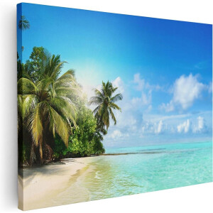 Artaza Canvas Schilderij Tropisch Strand Bij De Licht Blauwe Zee - 40x30 - Klein - Foto Op Canvas - Canvas Print