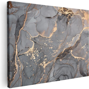 Artaza Canvas Schilderij Abstracte Luxe Kunst van Marmer met Goud - 80x60 - Foto Op Canvas - Canvas Print