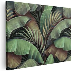 Artaza Canvas Schilderij Tropische Bladeren  - 40x30 - Klein - Foto Op Canvas - Canvas Print