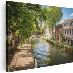 Artaza Canvas Schilderij Oudegracht In Utrecht  - 80x60 - Foto Op Canvas - Canvas Print