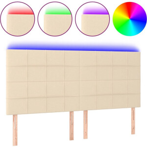 vidaXL - Hoofdbord - LED - 180x5x118/128 - cm - stof - crèmekleurig