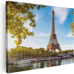 Artaza Canvas Schilderij Eiffeltoren In Parijs Aan Het Water - 80x60 - Foto Op Canvas - Canvas Print