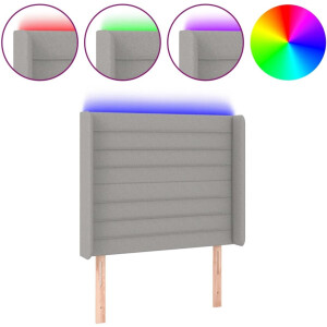 vidaXL - Hoofdbord - LED - 103x16x118/128 - cm - stof - lichtgrijs