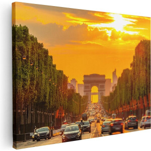 Artaza Canvas Schilderij Arc De Triomphe Bij De Autoweg - 80x60 - Foto Op Canvas - Canvas Print