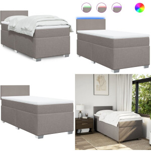 vidaXL Boxspring met matras stof taupe 100x200 cm - Boxspringbed - Boxspringbedden - Boxspring - Bed