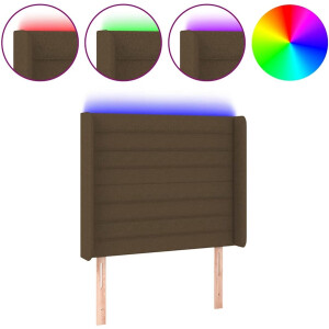 vidaXL - Hoofdbord - LED - 93x16x118/128 - cm - stof - donkerbruin