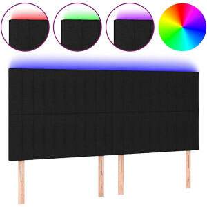 vidaXL - Hoofdbord - LED - 180x5x118/128 - cm - stof - zwart