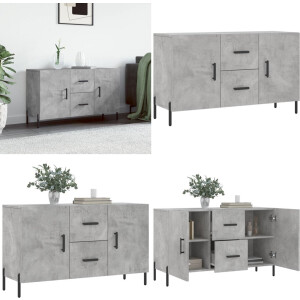 vidaXL Dressoir 100x36x60 cm bewerkt hout betongrijs - Dressoir - Dressoirs - Kast - Wandkast