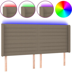 vidaXL - Hoofdbord - LED - 163x16x118/128 - cm - stof - taupe