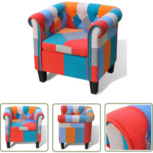 vidaXL Patchwork - Fauteuil - Fauteuil met patchwork stof meerkleurig - Comfortabel - Multikleuren - Livingroom