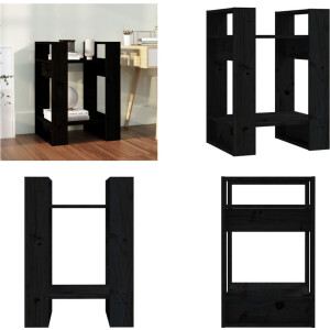vidaXL - Boekenkast/kamerscherm - 41x35x57 - cm - massief - grenenhout - zwart