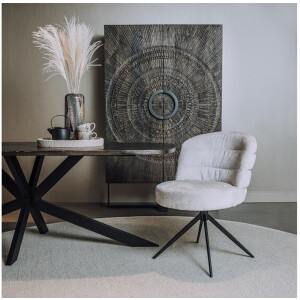 Tower Living Eetkamerstoel Carro draaibaar Chenille - Almond white - eetkamerstoelen set van 2