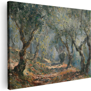Artaza Canvas Schilderij Pad door Olijfbomen - 80x60 cm - Wanddecoratie Woonkamer - Schilderijen - Muurdecoratie