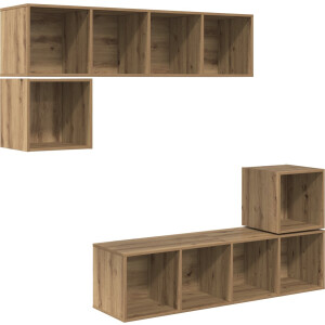 vidaXL - Tv-meubelset - 4 - pcs - Artisan - Eiken - Bewerkt - hout