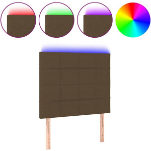 vidaXL - Hoofdbord - LED - 90x5x118/128 - cm - stof - donkerbruin