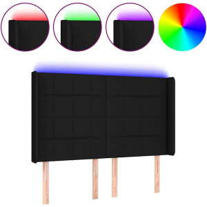 vidaXL - Hoofdbord - LED - 144x5x118/128 - cm - stof - zwart