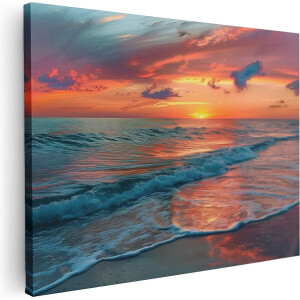 Artaza Canvas Schilderij Kleurrijke Zonsondergang over de Oceaan - 40x30 - Klein - Foto Op Canvas - Canvas Print