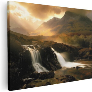 Artaza Canvas Schilderij Waterval in Schotland - 120x90 cm - Wanddecoratie Woonkamer - Schilderijen - Muurdecoratie