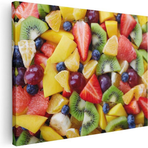 Artaza Canvas Schilderij Fruitsalade - 40x30 cm - Klein - Wanddecoratie Woonkamer - Muurdecoratie Keuken - Schilderijen Op Canvas Fruit
