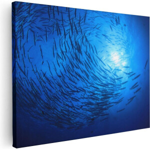 Artaza Canvas Schilderij Zwerm Vissen in de Oceaan - 80x60 - Foto Op Canvas - Canvas Print