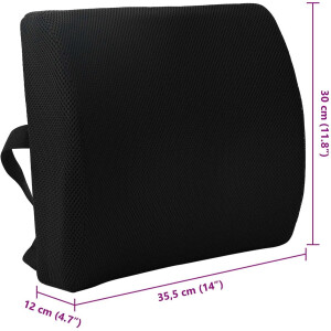 vidaXL - Rugkussen - Zwart - Traagschuim - 35,5 - x - 30 - x - 12 - cm