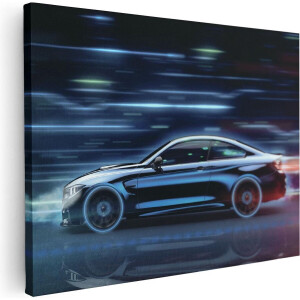 Artaza Canvas Schilderij Zwarte Sportwagen Auto - 80x60 - Foto Op Canvas - Canvas Print