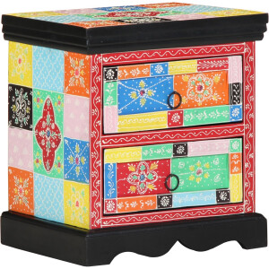 vidaXL - Nachtkastje - 2 - st - Multikleur - 40 - x - 35 - x - 45 - cm - Massief - Mango - Hout