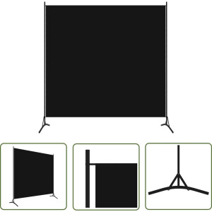vidaXL Wandafscheider - Kamerscherm - Kamerscherm met 1 paneel 175x180 cm zwart - Privacy Screen - Room Divider - Zwarte Kamerdivider