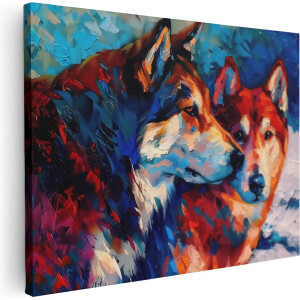 Artaza Canvas Schilderij Dieren - 40x30 cm - Klein - Muurdecoratie Wolf - Wanddecoratie Abstract - Kamer Accessoires