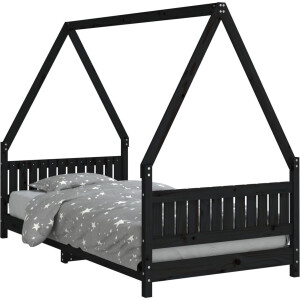 vidaXL - Kinderbedframe - 90x190 - cm - massief - grenenhout - zwart