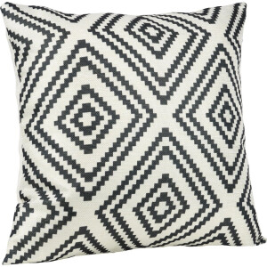 QUVIO Kussensloop met ruit patroon / Kussenhoes / Sierkussen / Sierkussenhoes - 45 x 45 cm - Zwart / Beige
