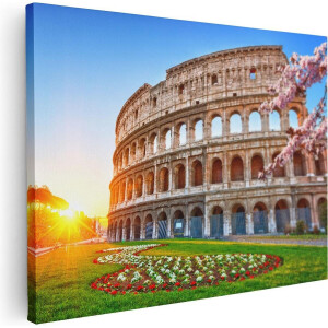 Artaza Canvas Schilderij Colosseum - 80x60 cm - Wanddecoratie Rome - Muurdecoratie Italië - Schilderijen Op Canvas Zonsondergang