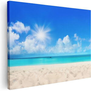 Artaza Canvas Schilderij Zeezicht - 40x30 cm - Klein - Wanddecoratie Strand - Muurdecoratie Woonkamer - Kamer Accessoires Blauwe Zee