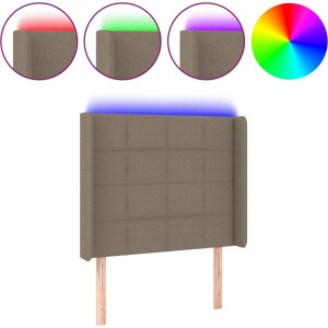 vidaXL - Hoofdbord - LED - 93x16x118/128 - cm - stof - taupe