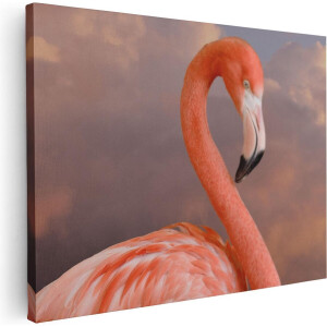 Artaza Canvas Schilderij Roze Flamingo in de Wolken - 40x30 - Klein - Foto Op Canvas - Canvas Print