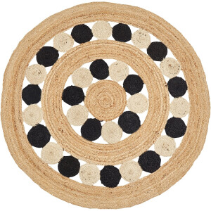 HOVIT - Vloerkleed - Beige/zwart - 140 cm - Jute