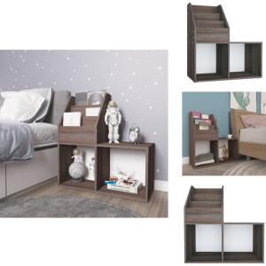 vidaXL Tijdschriftenrek - Tijdschriftenrekken - Tijdschriftenrek Voor Kinderen - Kindertijdschriftrek - Kindertijdschriftenrek 71x30x78,5 cm hout grijs en eikenkleur