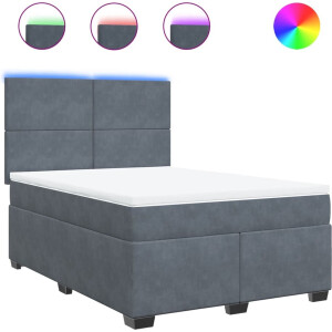 vidaXL - Boxspring - met - matras - fluweel - donkergrijs - 140x190 - cm